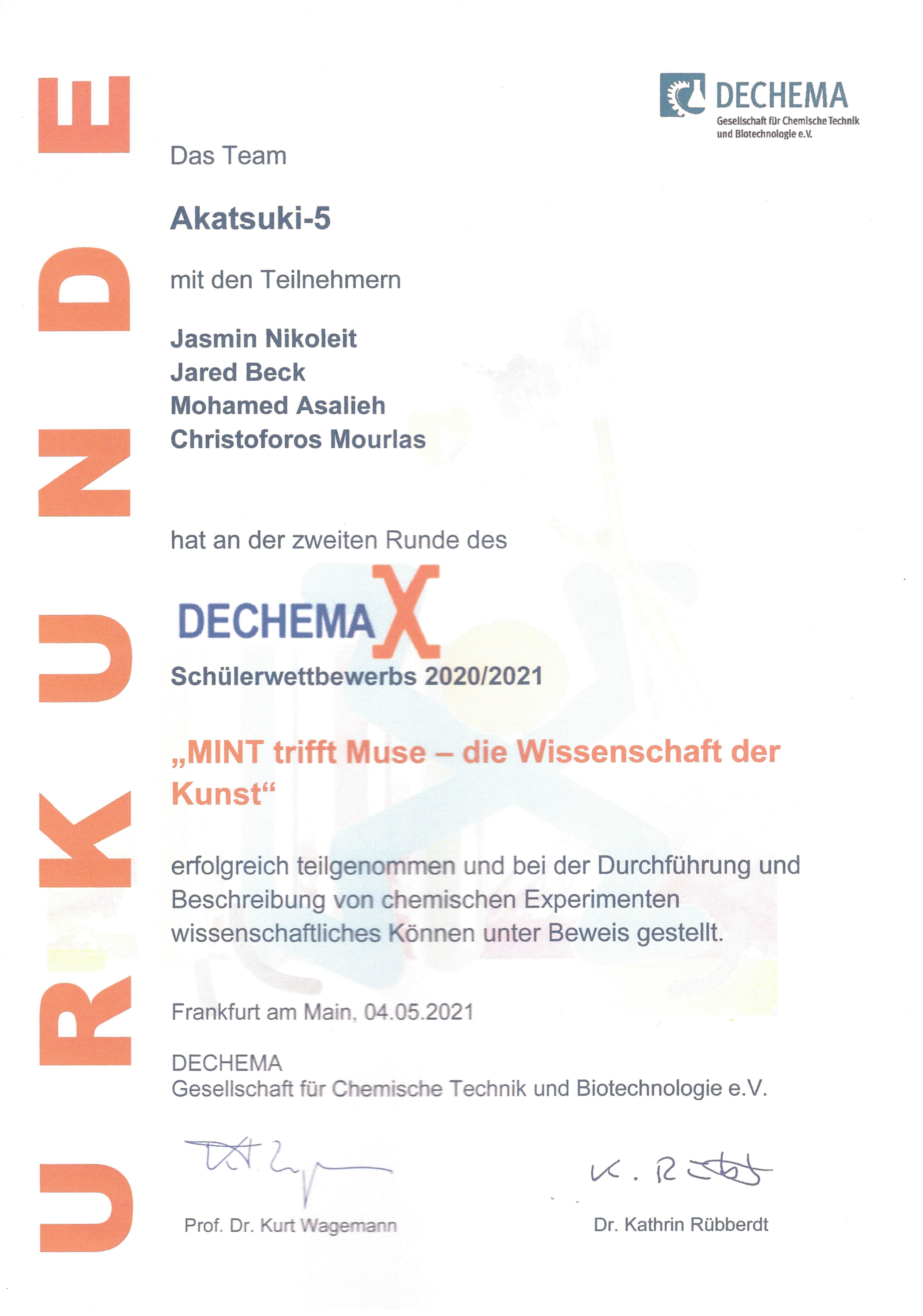 Urkunde Dechemax